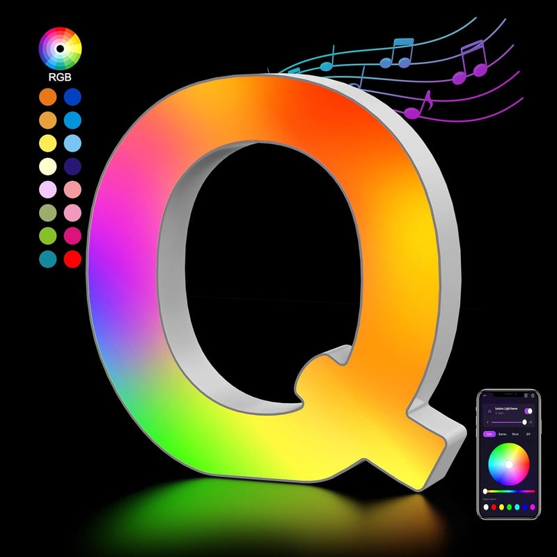 OJQ Light Up Letters LED Letter - Marquee Letters Room Decor Alphabet Letter Music Sync Color Change Colorful - Christmas Birthday Gifts for Girl - Teen Girls Gifts Party Home Wall Decor - Image 1